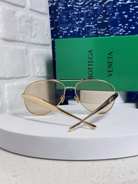 Bottega Veneta BV1305S Gold Frame Light Brown Lens Unisex Aviator Sunglasses main image 5